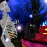 Halloween 3D Party Skelette und Kuerbis